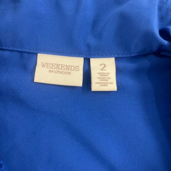 Chicos Weekends Blue Mesh Zip-Up Vest chico's Size 2 Large US - Picture 3 of 5